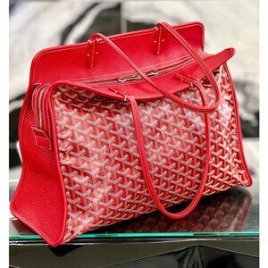 Goyard Goyardine Sac Chien Hardy PM Tote Bag Pet Carrier Purse & Pouch Red